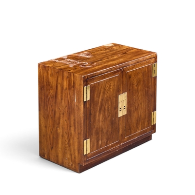  Henredon Furniture Henredon Campaign Mid Century Walnut and Brass Cabinet