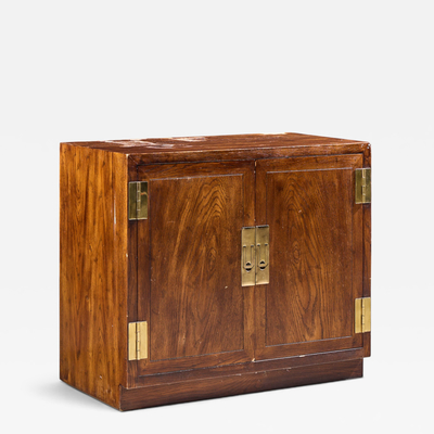  Henredon Furniture Henredon Campaign Mid Century Walnut and Brass Cabinet