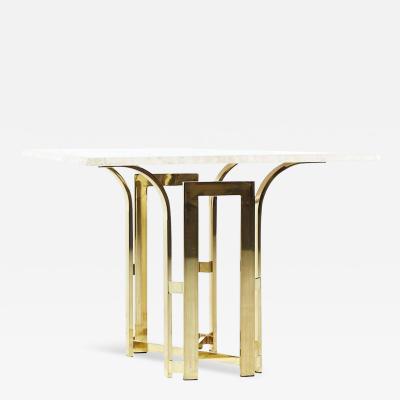  Henredon Furniture Henredon Mid Century Brass and Travertine Side Table