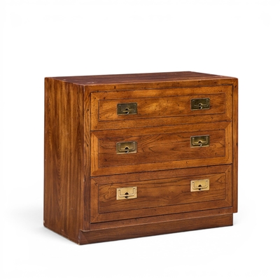  Henredon Furniture Henredon Scene One Oak and Brass Campaign Dresser Chests of Drawers Pair