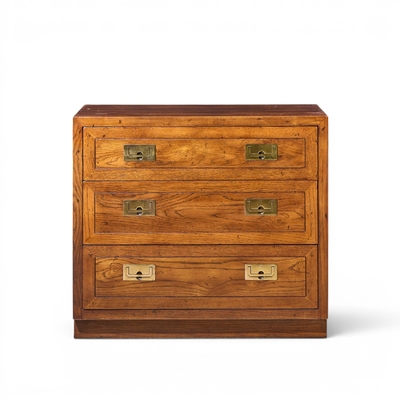  Henredon Furniture Henredon Scene One Oak and Brass Campaign Dresser Chests of Drawers Pair