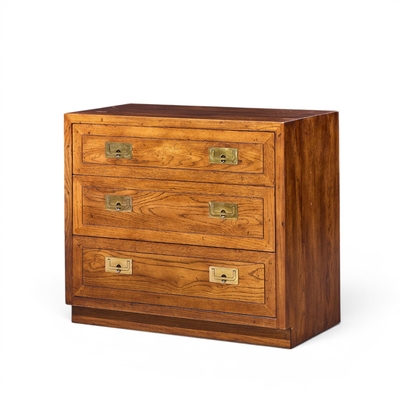  Henredon Furniture Henredon Scene One Oak and Brass Campaign Dresser Chests of Drawers Pair