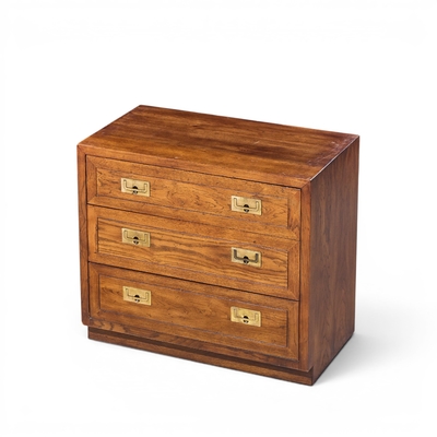  Henredon Furniture Henredon Scene One Oak and Brass Campaign Dresser Chests of Drawers Pair