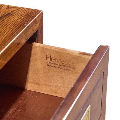  Henredon Furniture Henredon Scene One Oak and Brass Campaign Dresser Chests of Drawers Pair