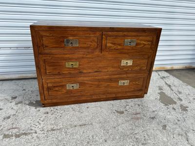 Henredon Furniture Henredon Scene One Walnut 4 Drawer Campaign style Commode