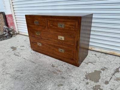 Henredon Furniture Henredon Scene One Walnut 4 Drawer Campaign style Commode