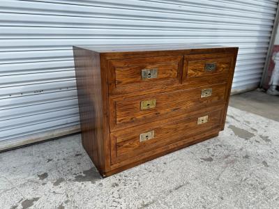 Henredon Furniture Henredon Scene One Walnut 4 Drawer Campaign style Commode