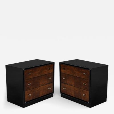  Henredon Furniture Pair of Walnut Chest of Drawers by Henredon in High Gloss Finish
