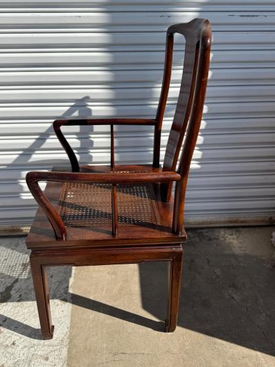  Henredon Furniture Set of 6 Henredon Ming Styled Walnut Dining Chairs with Cane Seats