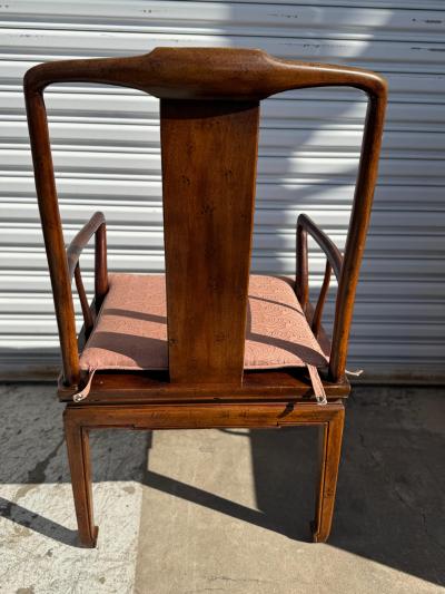  Henredon Furniture Set of 6 Henredon Ming Styled Walnut Dining Chairs with Cane Seats