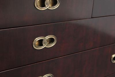  Henredon Furniture Vintage Stained Satinwood Nine Drawer Dresser with Brass Pulls by Henredon