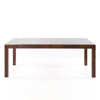  Henredon Henredon Mid Century Walnut Mirrored Top Expanding Dining Table with 2 Leaves