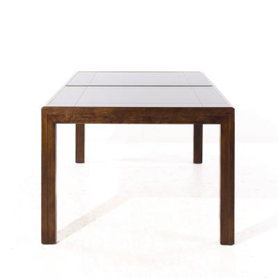  Henredon Henredon Mid Century Walnut Mirrored Top Expanding Dining Table with 2 Leaves