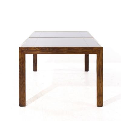  Henredon Henredon Mid Century Walnut Mirrored Top Expanding Dining Table with 2 Leaves