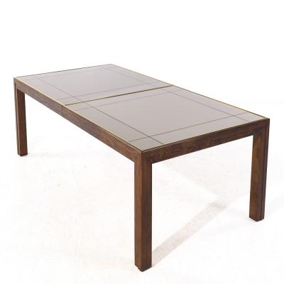  Henredon Henredon Mid Century Walnut Mirrored Top Expanding Dining Table with 2 Leaves