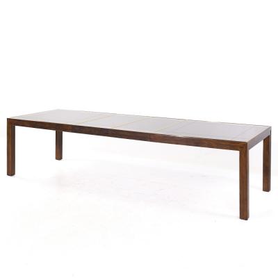  Henredon Henredon Mid Century Walnut Mirrored Top Expanding Dining Table with 2 Leaves