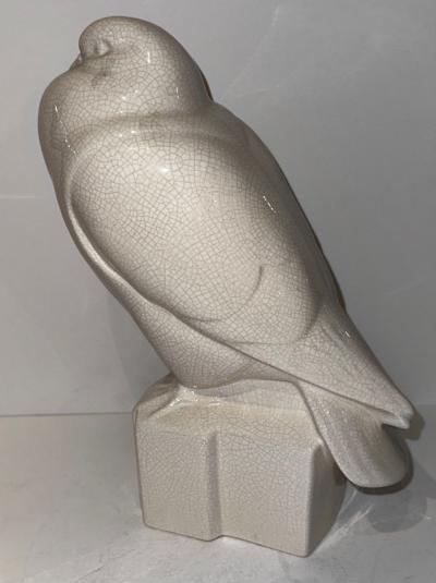  Henri Guingot Henri Guingot Saint Clement France White Crackle Ceramic Dove