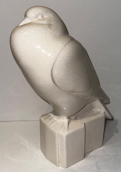  Henri Guingot Henri Guingot Saint Clement France White Crackle Ceramic Dove