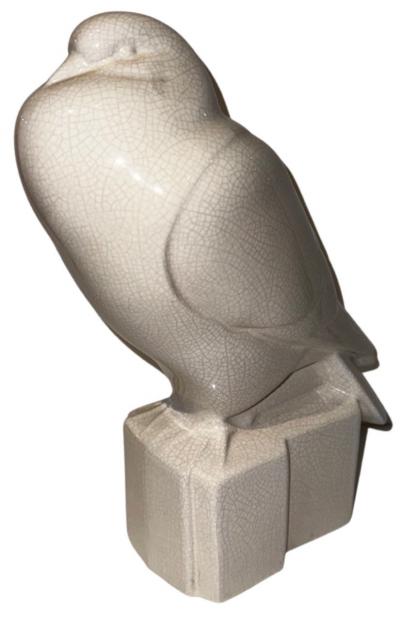  Henri Guingot Henri Guingot Saint Clement France White Crackle Ceramic Dove