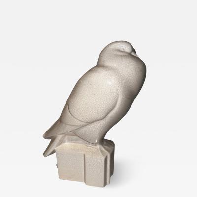  Henri Guingot Henri Guingot Saint Clement France White Crackle Ceramic Dove