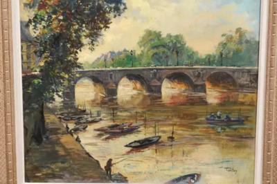  Henri Pontoy French Henri Jean Pontoy Oil on Canvas Painting of the Pont Neuf over the Seine