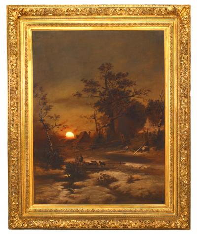  Henri Van Maas Continental Dutch Landscape Of Sheep By A Cottage