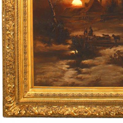  Henri Van Maas Continental Dutch Landscape Of Sheep By A Cottage