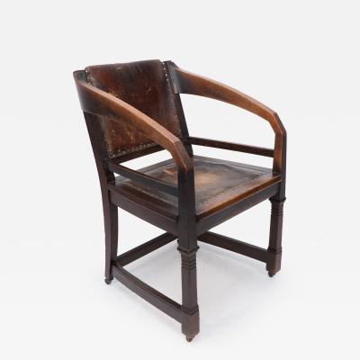  Henry Van De Velde Henry Van De Velde Style of an Arts Crafts Oak Armchair Original Leather