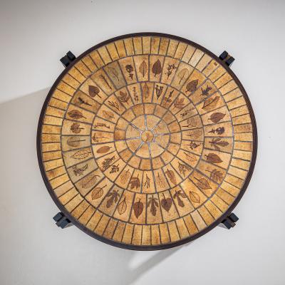  Herbarium Coffee Table with Floral Impressions by Roger Capron France 1960s