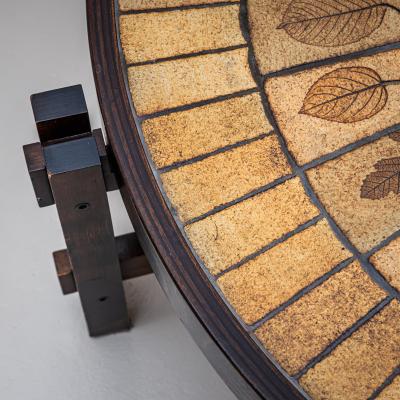  Herbarium Coffee Table with Floral Impressions by Roger Capron France 1960s