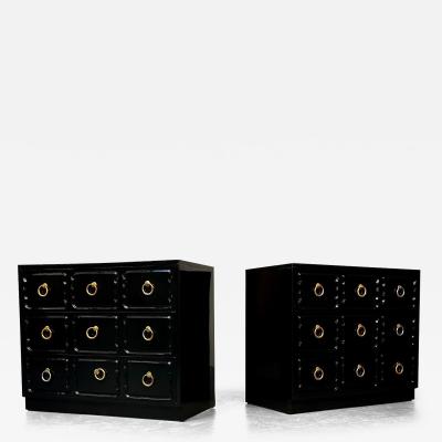  Heritage Furniture Pair Dorothy Draper for Heritage Style Espana Chests Nightstands Black Lacquer