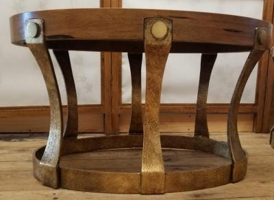  Heritage Furniture Pair of 1960s Heritage Cypress Oval Side Tables with Gilt Iron Bases