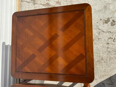  Heritage Furniture Pair of Heritage Furniture Parquet Top Hollywood Regency Walnut End Tables