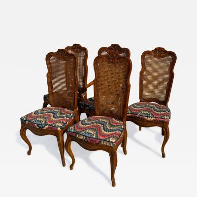  Heritage Furniture Set of 5 Walnut Cane Back French Provincial Side Chairs