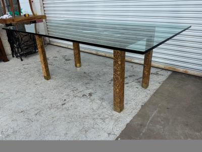 Heritage Henredon Henredon Fretwork Tortoise Shell Base w 3 4 Glass Top Dining Table
