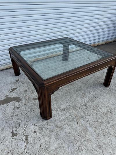  Heritage Henredon Henredon Walnut with Inset Glass top Coffee Table