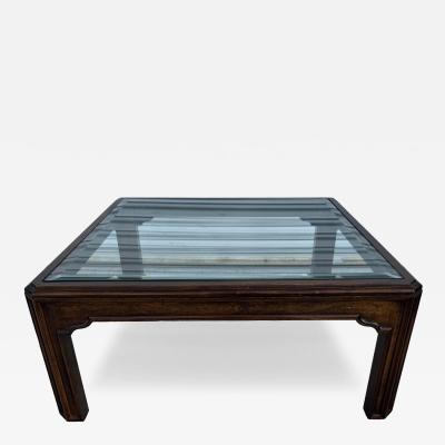  Heritage Henredon Henredon Walnut with Inset Glass top Coffee Table