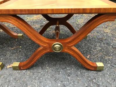 Heritage Henredon Magnificent Pair Dorothy Draper X Base Espana Side Table Bench Hollywood Regency