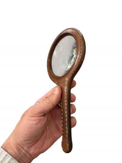  Herm s 1950s Stitched leather magnificent glass by Herm s