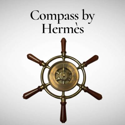 Herm s 1970s Bronze and wood wall compass by Herm s