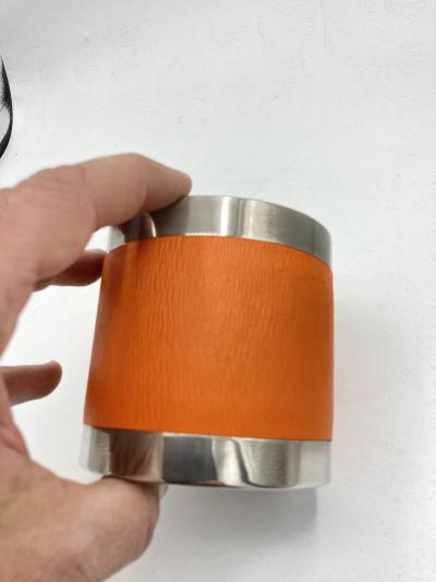 Herm s 1970s Decorative leather and metal box by Herm s