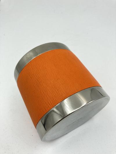 Herm s 1970s Decorative leather and metal box by Herm s