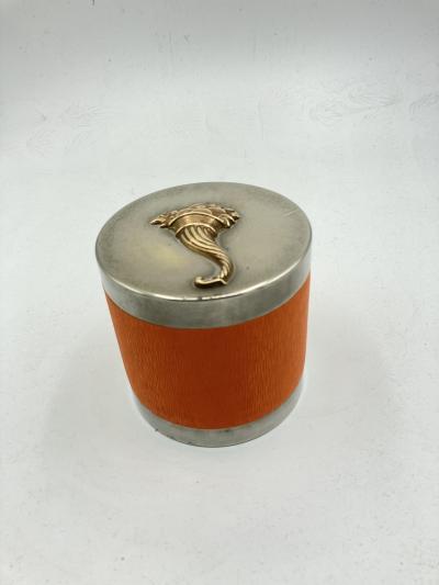 Herm s 1970s Decorative leather and metal box by Herm s