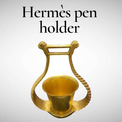  Herm s 1970s Gilt bronze pen holder by Herm s