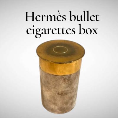  Herm s 1970s Silver plated and brass bullet cigarettes box by Herm s