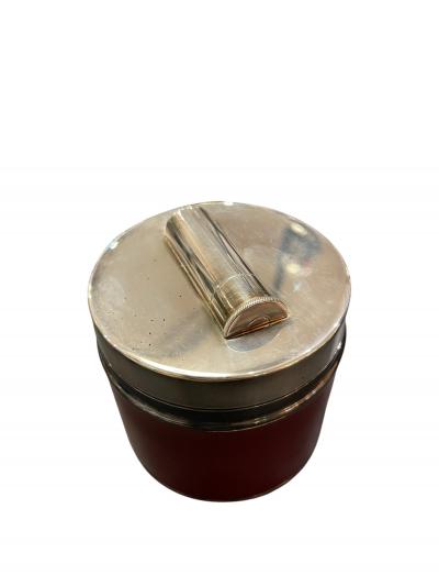  Herm s 1970s Silver plated and leather cartridge box by Hermes