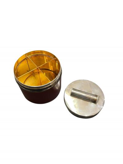  Herm s 1970s Silver plated and leather cartridge box by Hermes