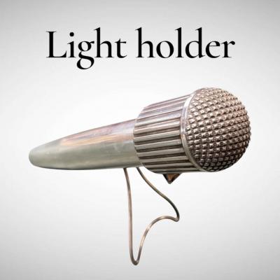  Herm s 1970s Silver plated microphone table lighter holder