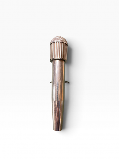  Herm s 1970s Silver plated microphone table lighter holder