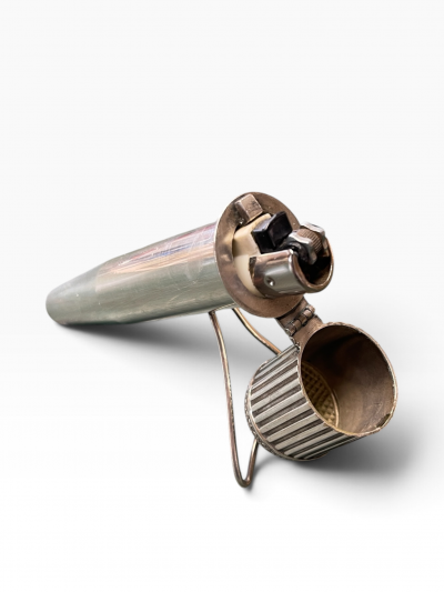  Herm s 1970s Silver plated microphone table lighter holder